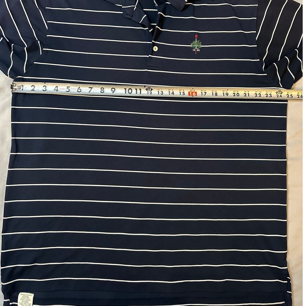 Vintage Peter Millar Navy/White Striped, Short Sleeve, Golf Polo- XL - Picture 8 of 9